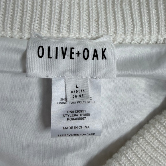 OLIVE‎ + OAK White Knit Maxi Skirt Textured Mesh Elastic Waist sz large - Picture 4 of 6